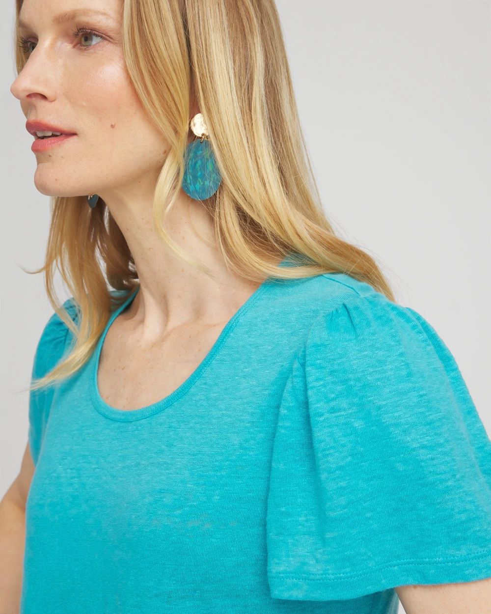 Linen Flutter Sleeve Tee click to view larger image.