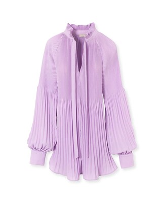 Pleated Mockneck Blouse