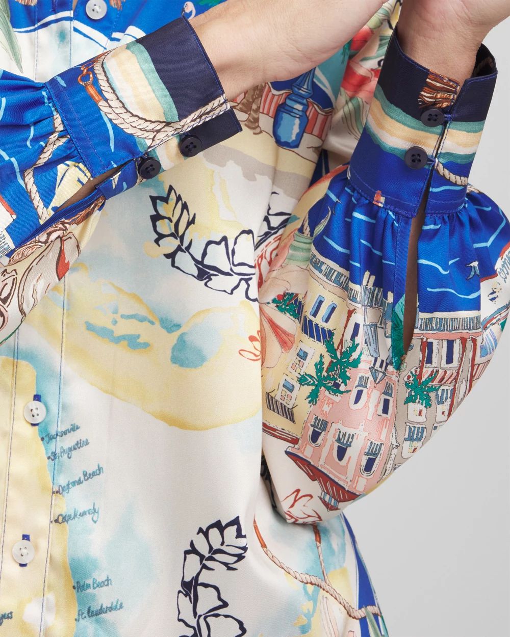 Faux Silk Coastal Collared Shirt