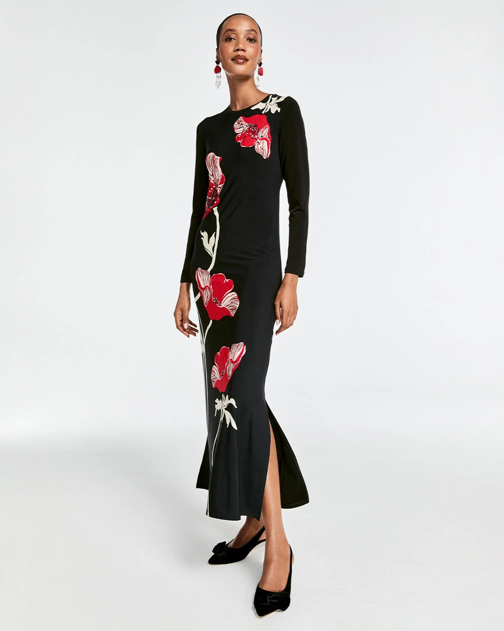 Embellished Floral Maxi Dress