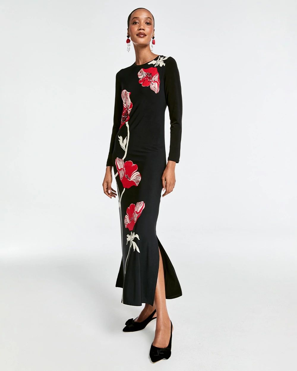 Embellished Floral Maxi Dress