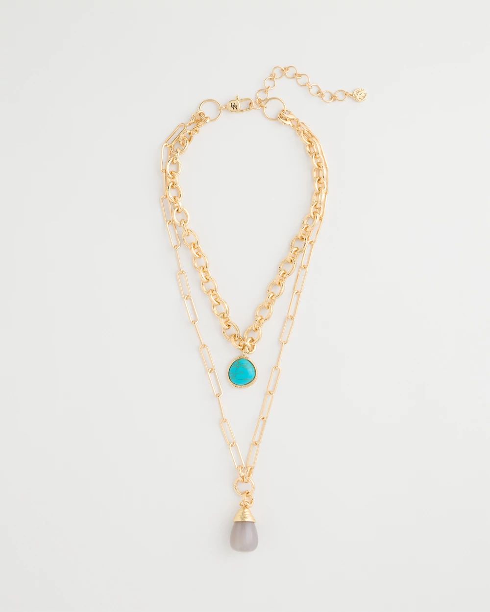 Double-Strand Blue Pendant Necklace