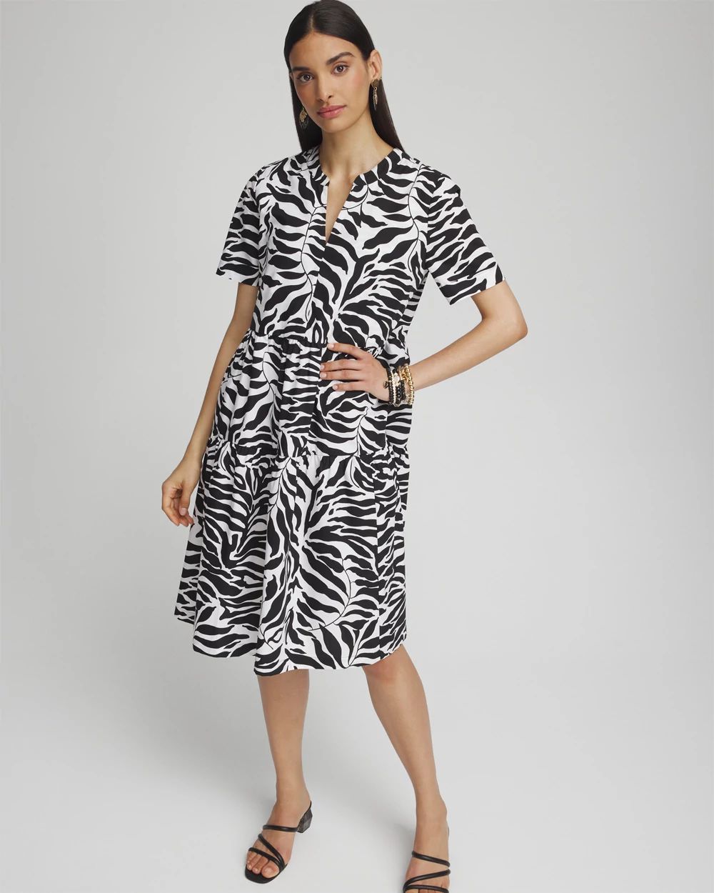 Poplin Palm Print Dress