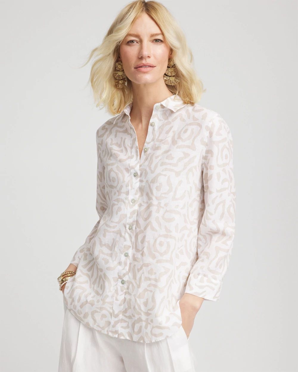 No Iron™ Animal Print Linen Shirt