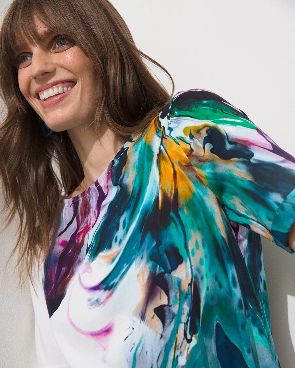 Cotton Blend Abstract Knit Tee