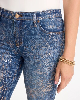 Foiled Snake Girlfriend Straight Ankle Jeans click to view larger image.