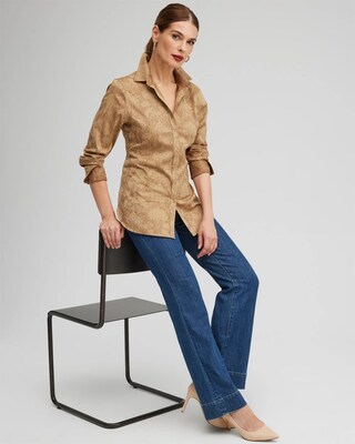 No Iron Stretch Golden Lotus Shirt