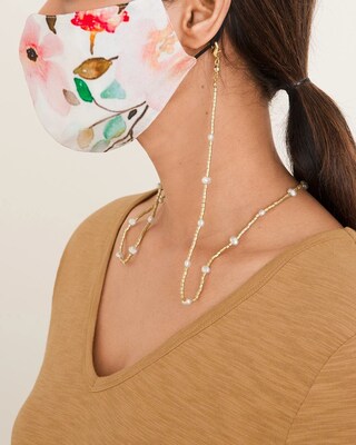 Convertible Goldtone and Faux-Pearl Mask Necklace