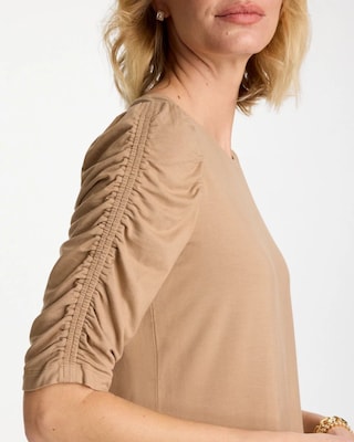 Ruched Sleeve Knit Tee click to view larger image.