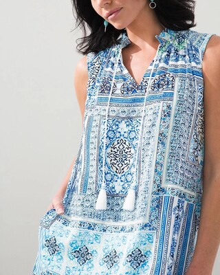 Tile Print Peasant Maxi Dress