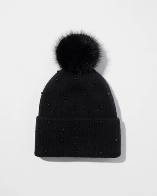 Cashmere Blend Embellished Hat