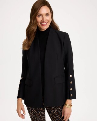Soft-Stretch Button Detail Blazer