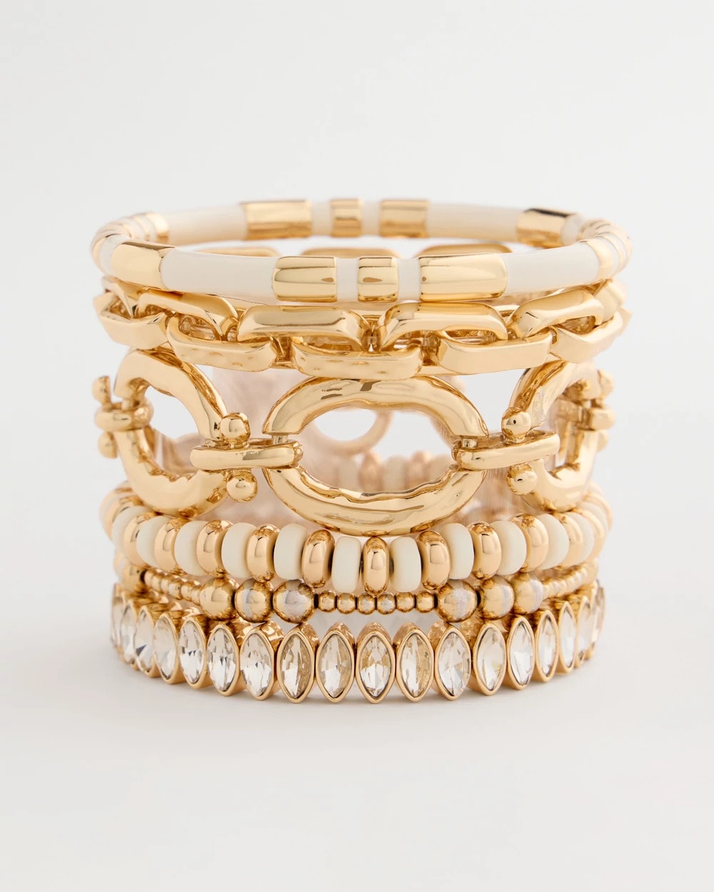 White Gold Slice Stretch Bracelet