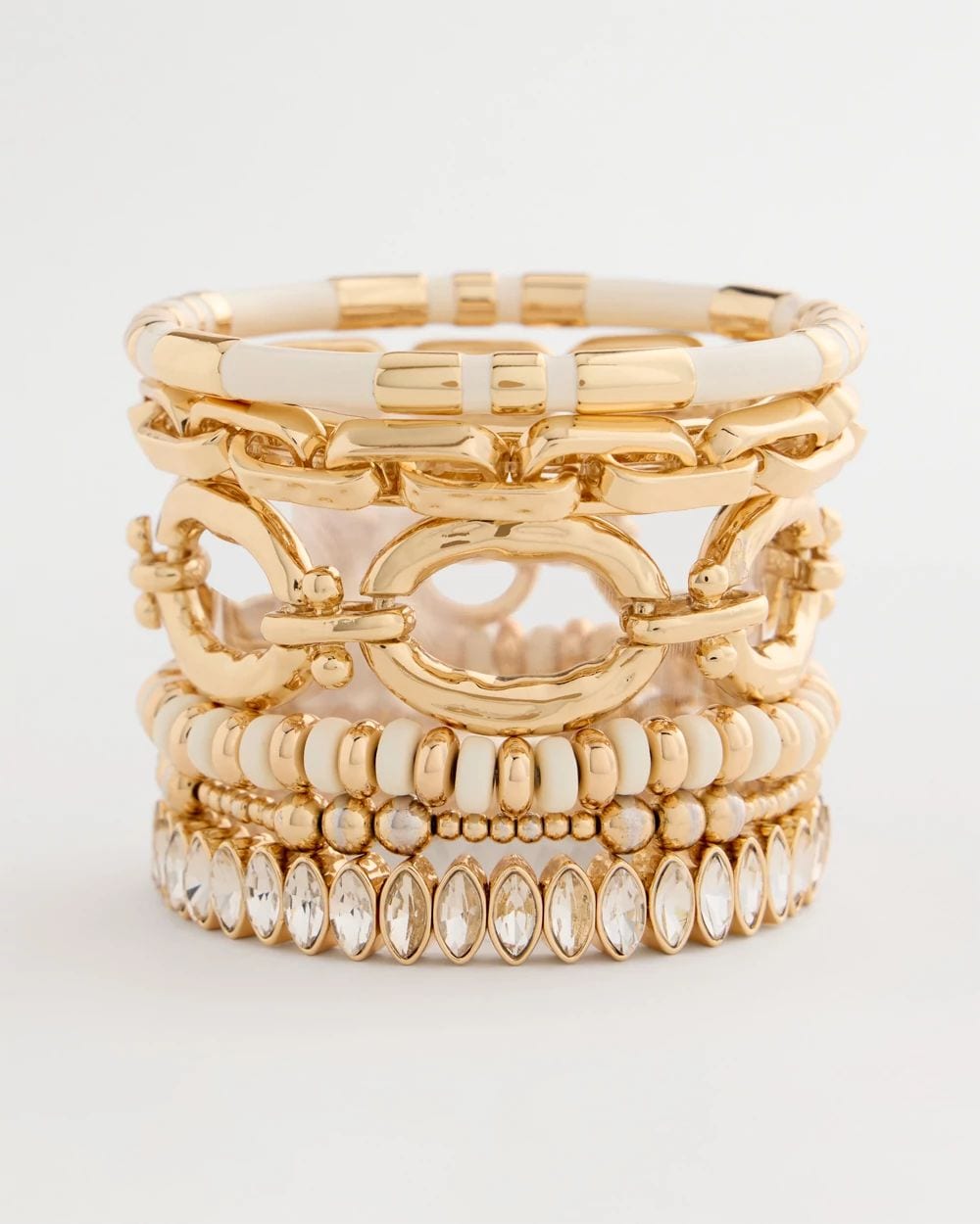 White Gold Slice Stretch Bracelet