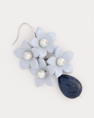 Lapis Lazuli Stone Flower Earrings click to view larger image.