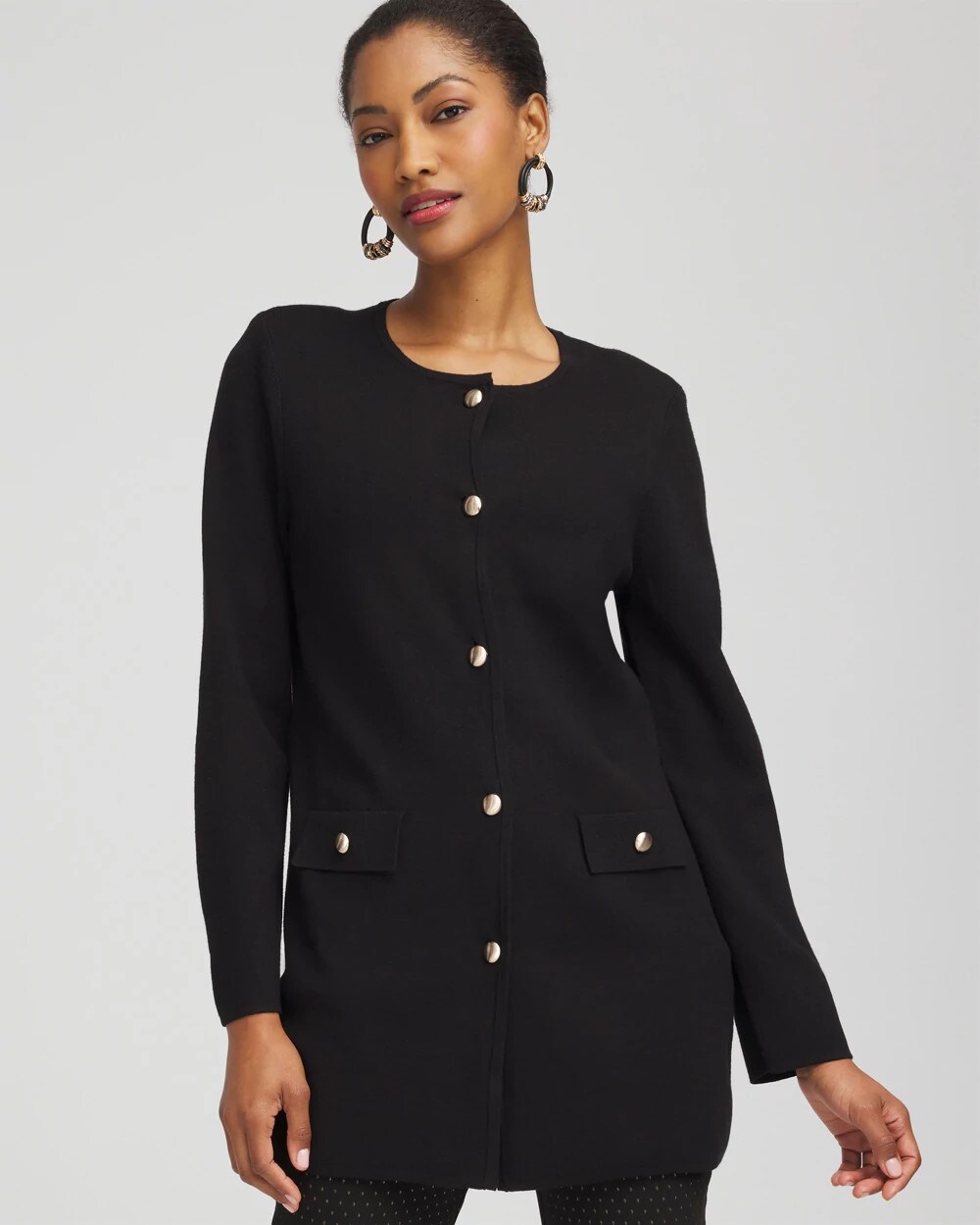 Button-Down Crewneck Coatigan