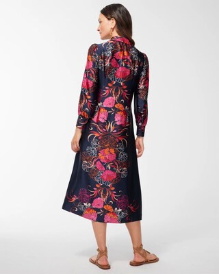 Satin Floral Shirt Dress