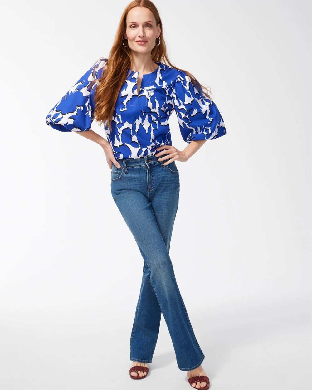 No Iron Stretch Floral Pullover Top