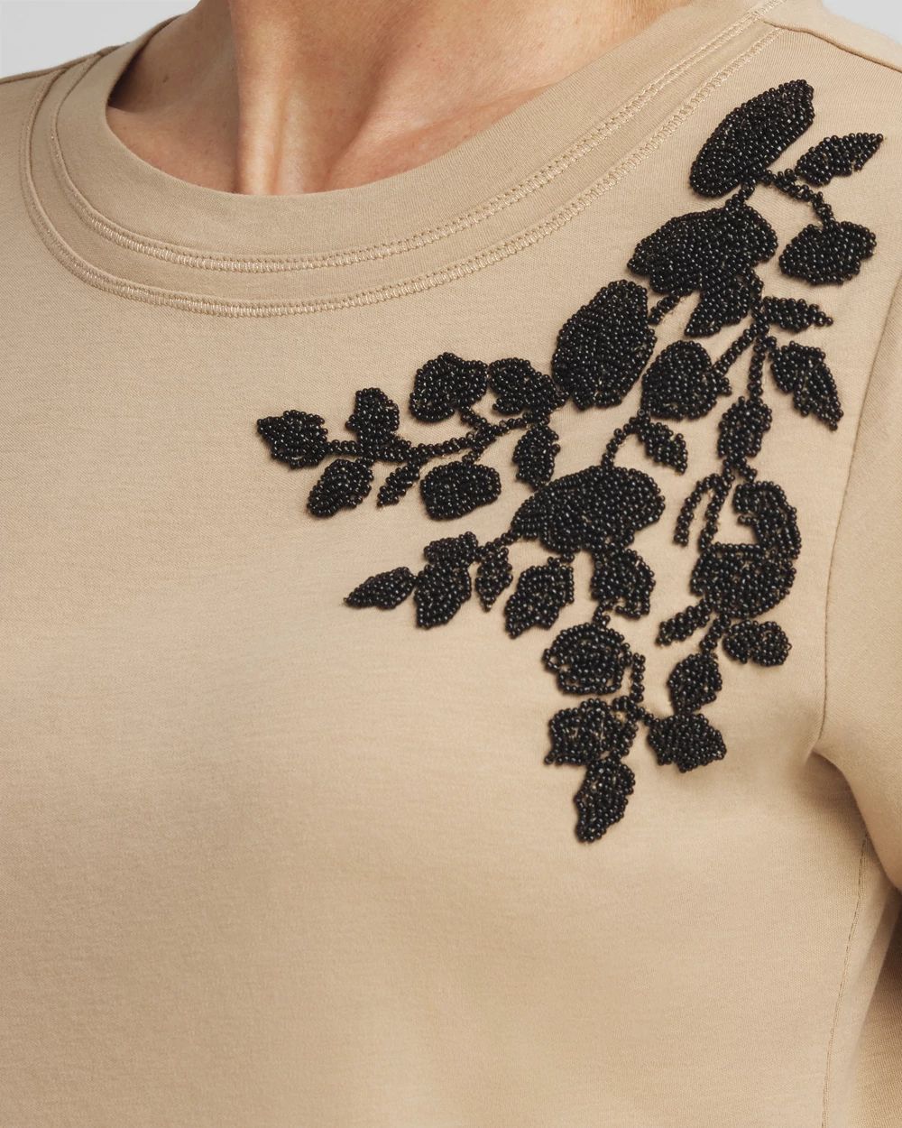 Touch of Cool™ Embellished Placed Floral Tee