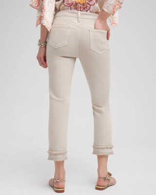 Girlfriend Embellished Fray Cropped Jeans