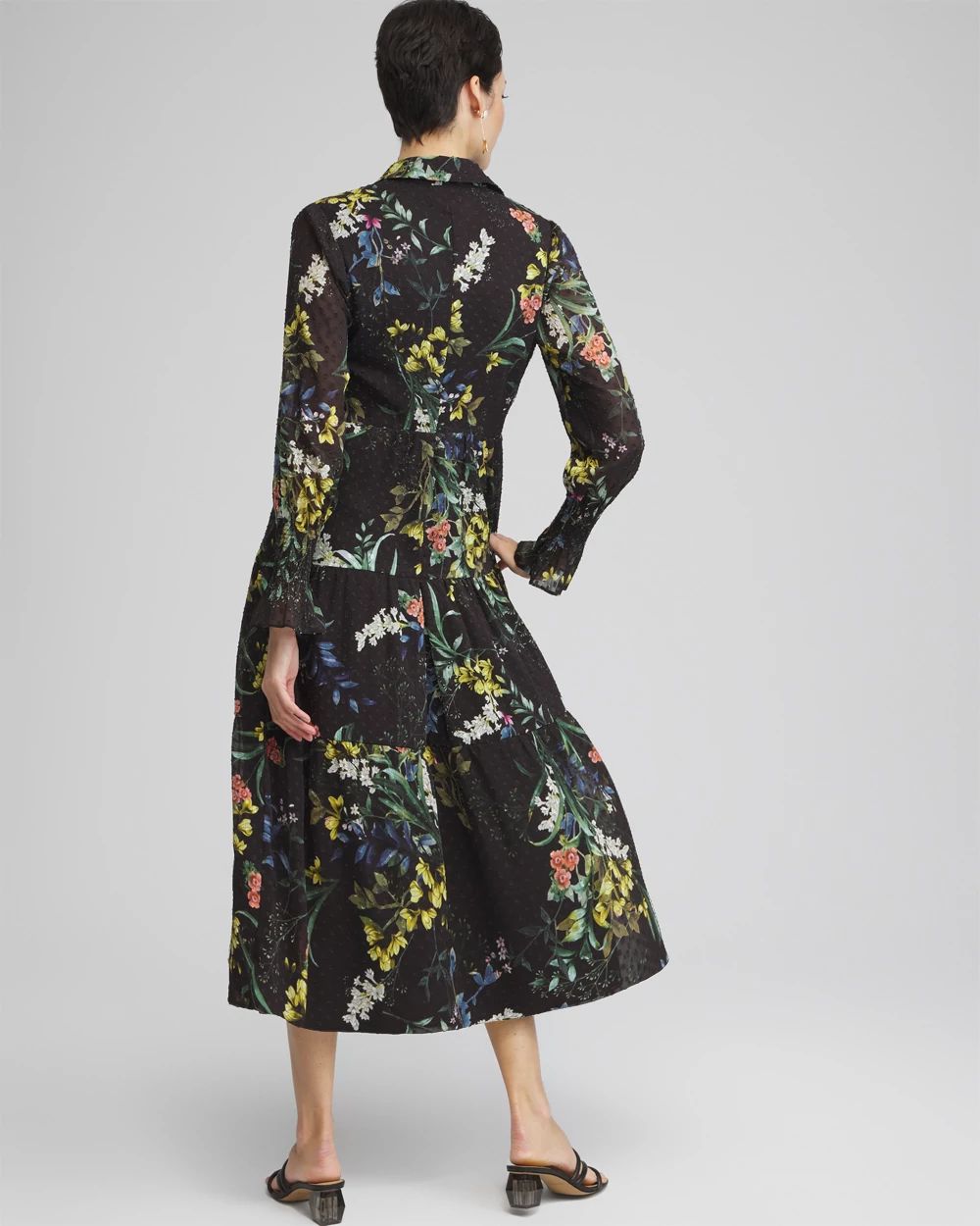 Floral Jacquard Tiered Dress