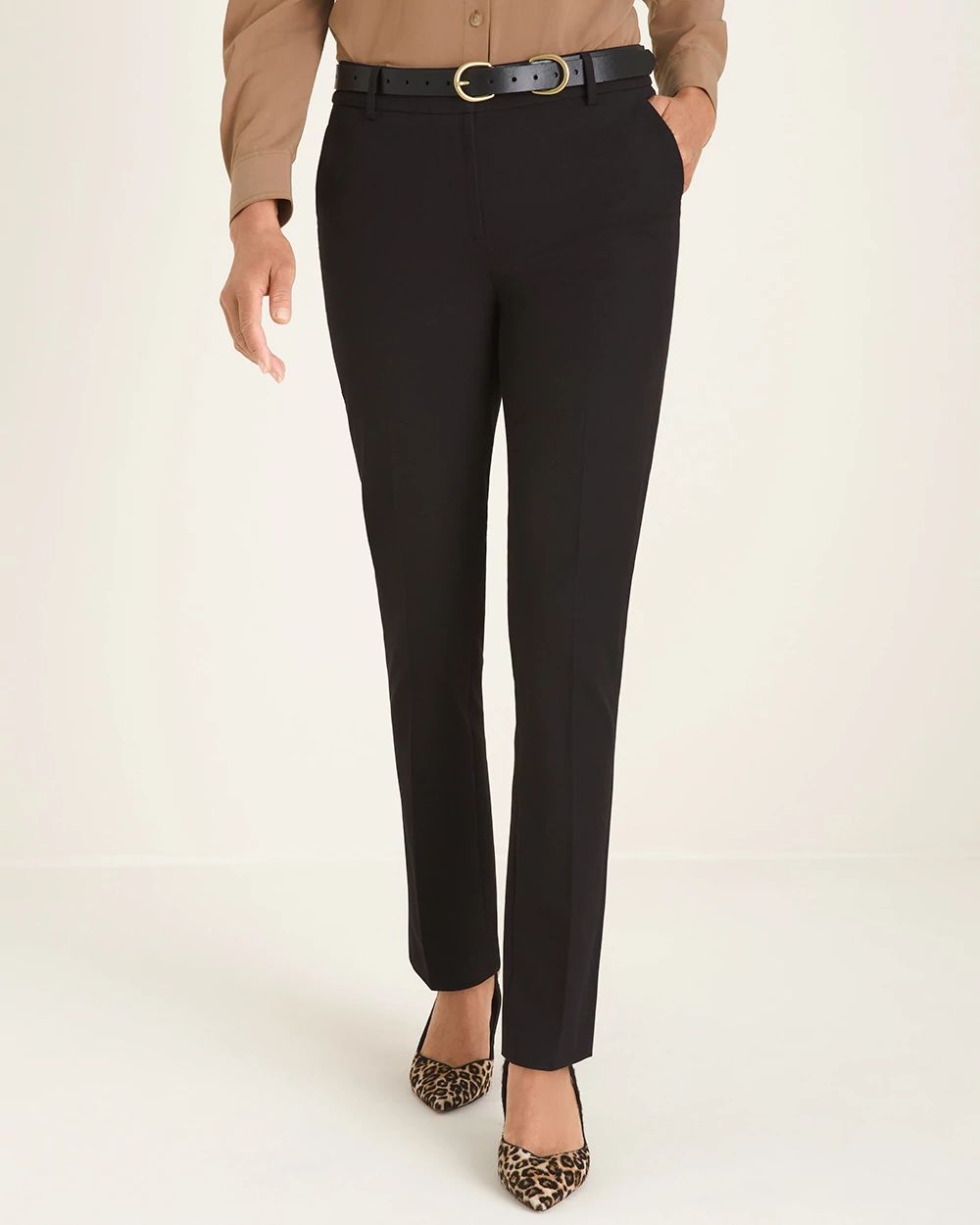 Bi-Stretch Straight-Leg Slim Pants