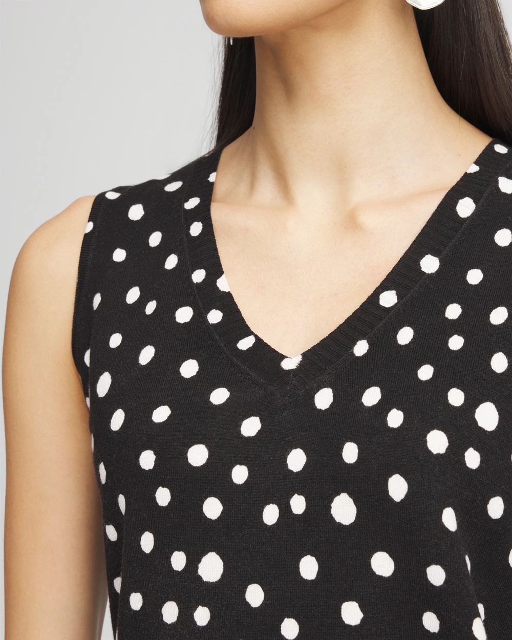 Dots Sleeveless V-Neck Sweater Tank