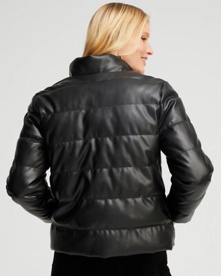 Faux Leather Puffer Jacket