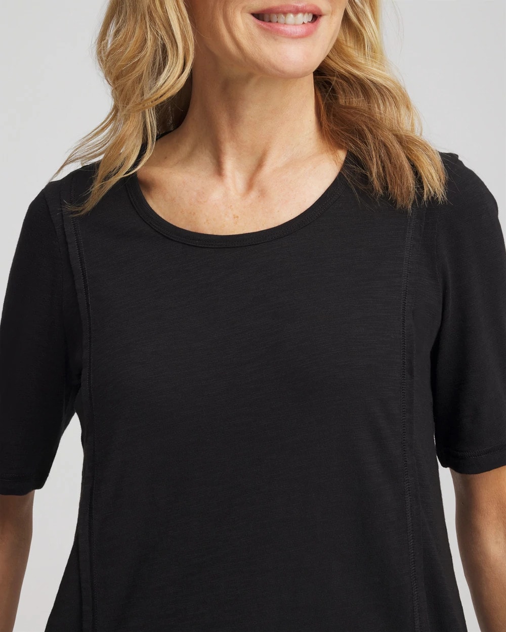 Slub Paneled Elbow Tee
