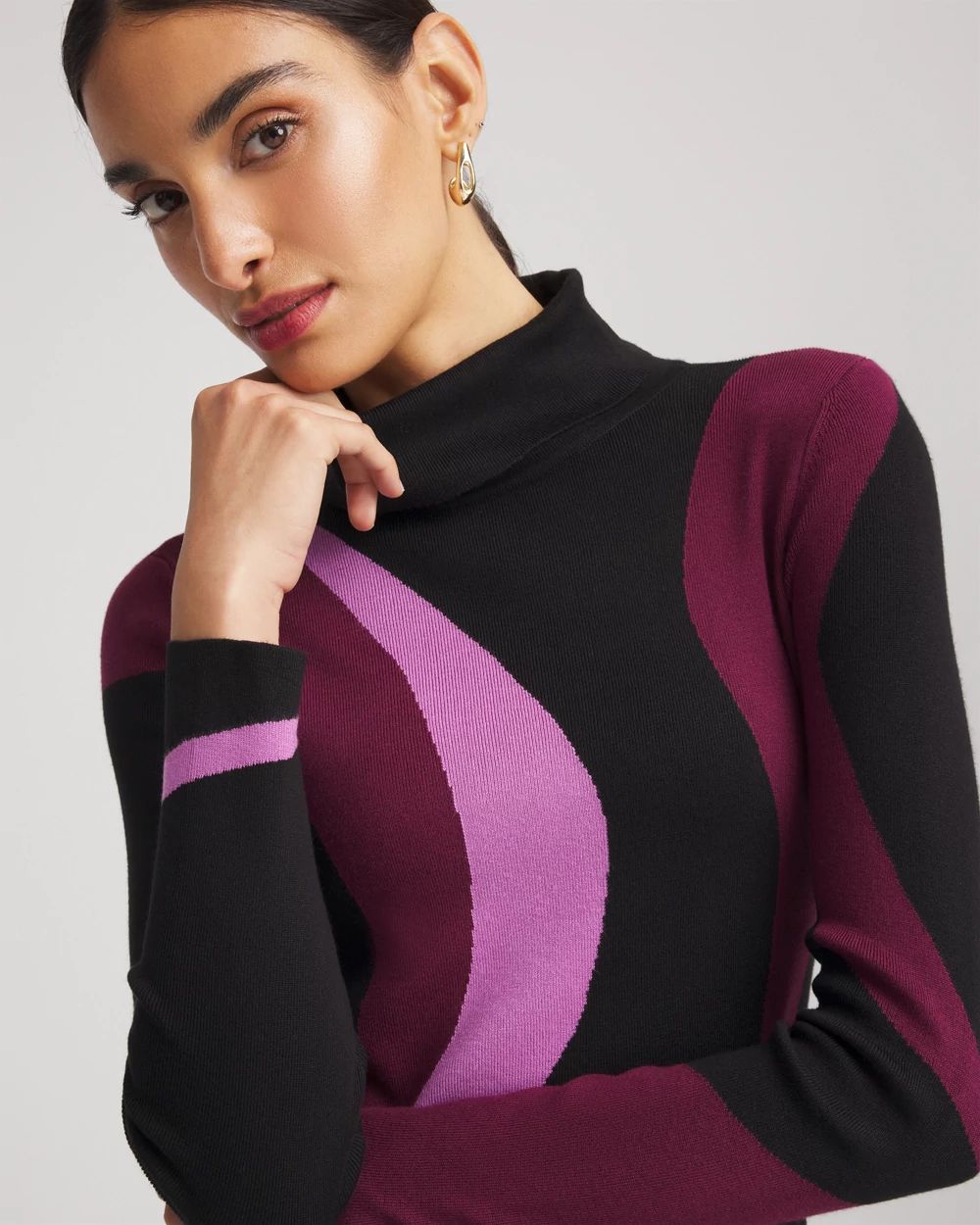 Ella Turtleneck Intarsia Sweater click to view larger image.