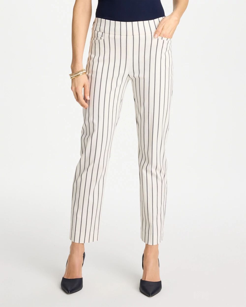 Pinstriped Brigitte™ Slim Ankle Pants