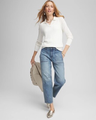 Collared V-Neck Pullover Sweater click to view larger image.