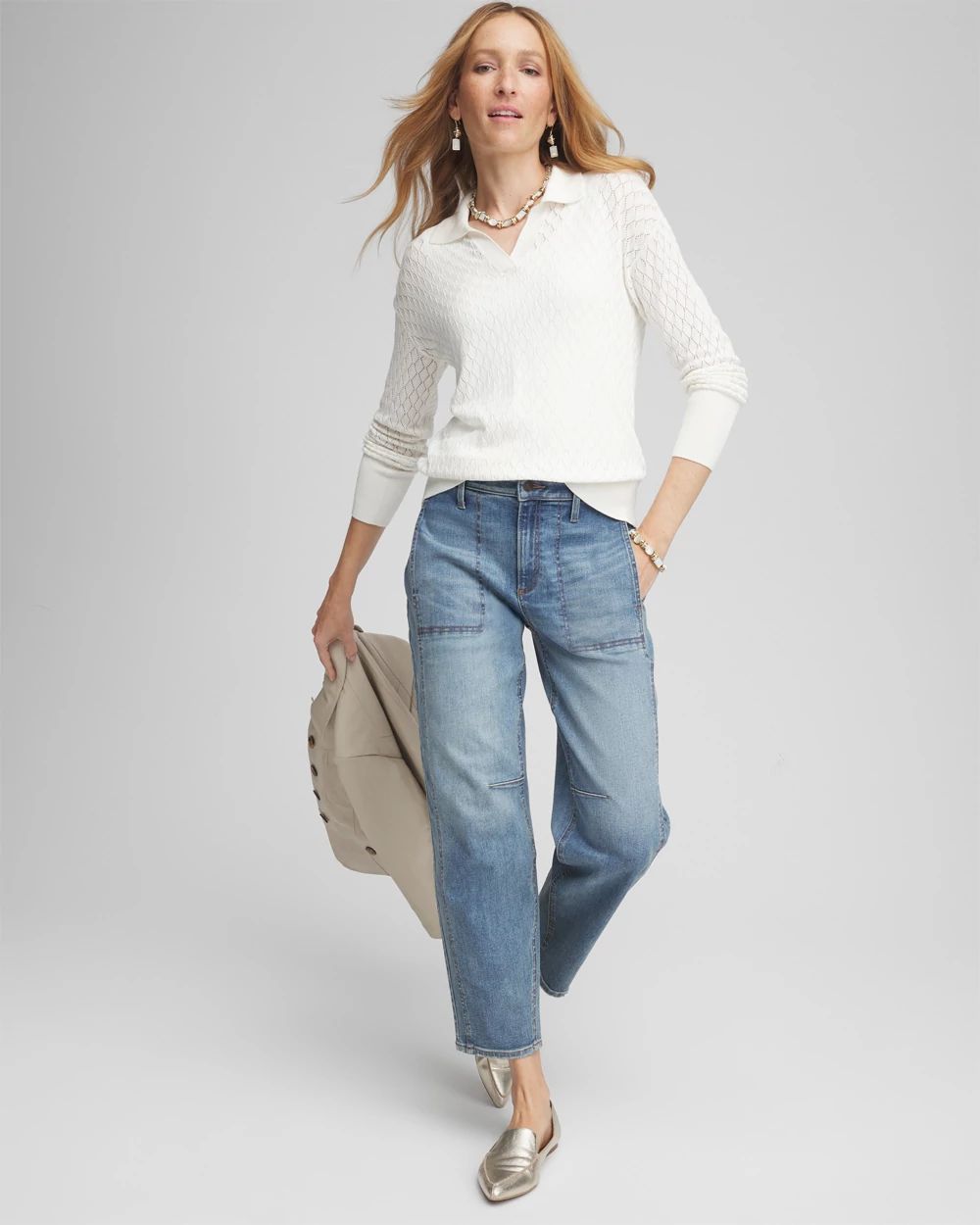 Collared V-Neck Pullover Sweater