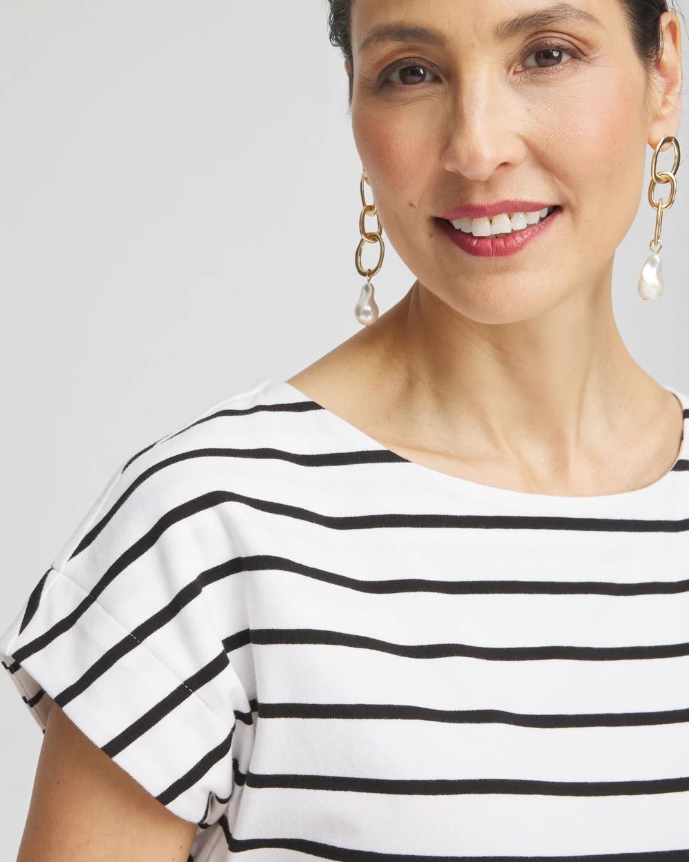 Stripe Modern Cap Sleeve Tee