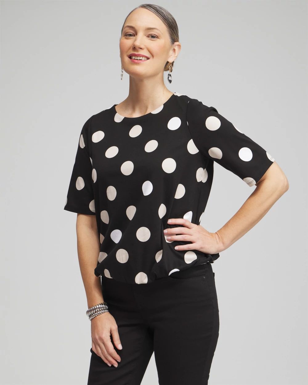 Polka Dot Bubble Hem Top