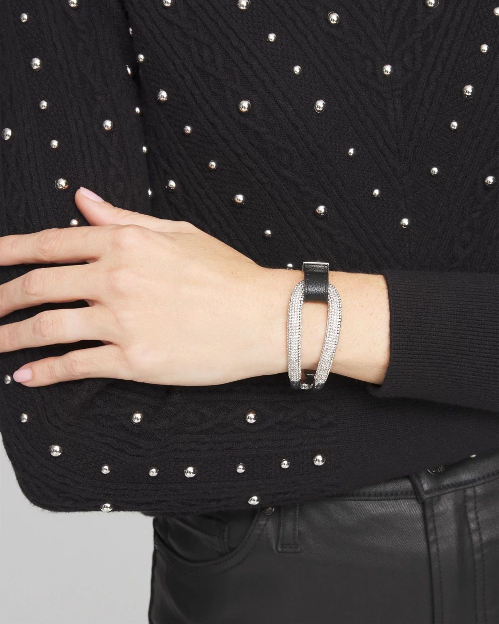 Leather Pavé Magentic Bracelet