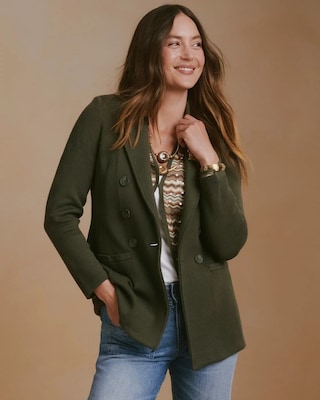 Double-Breasted Sweater Blazer