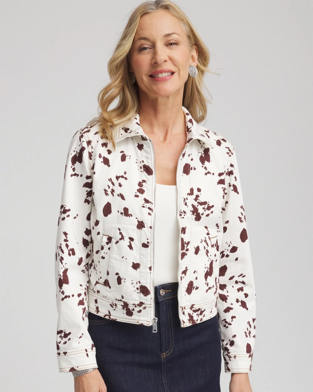 Chico's Pampas Pony Denim Jacket In White In Sand