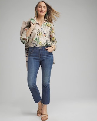 Petite Girlfriend Fray Hem Kick Flares click to view larger image.