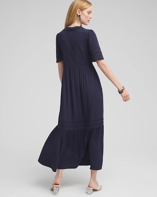Petite Silk Blend Rick Rack Trim Dress