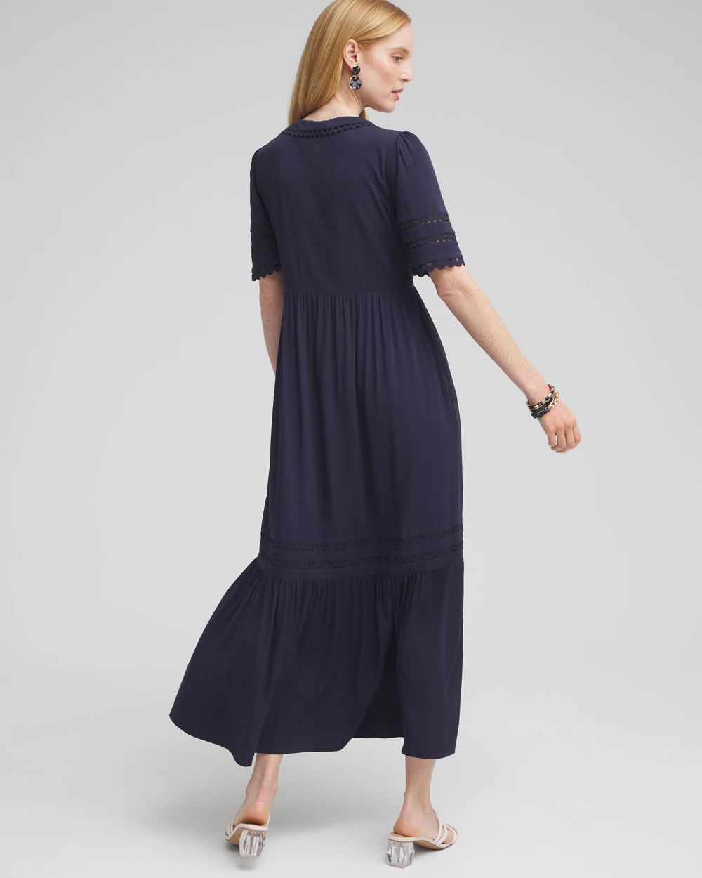 Silk Blend Ric Rac Trim Dress