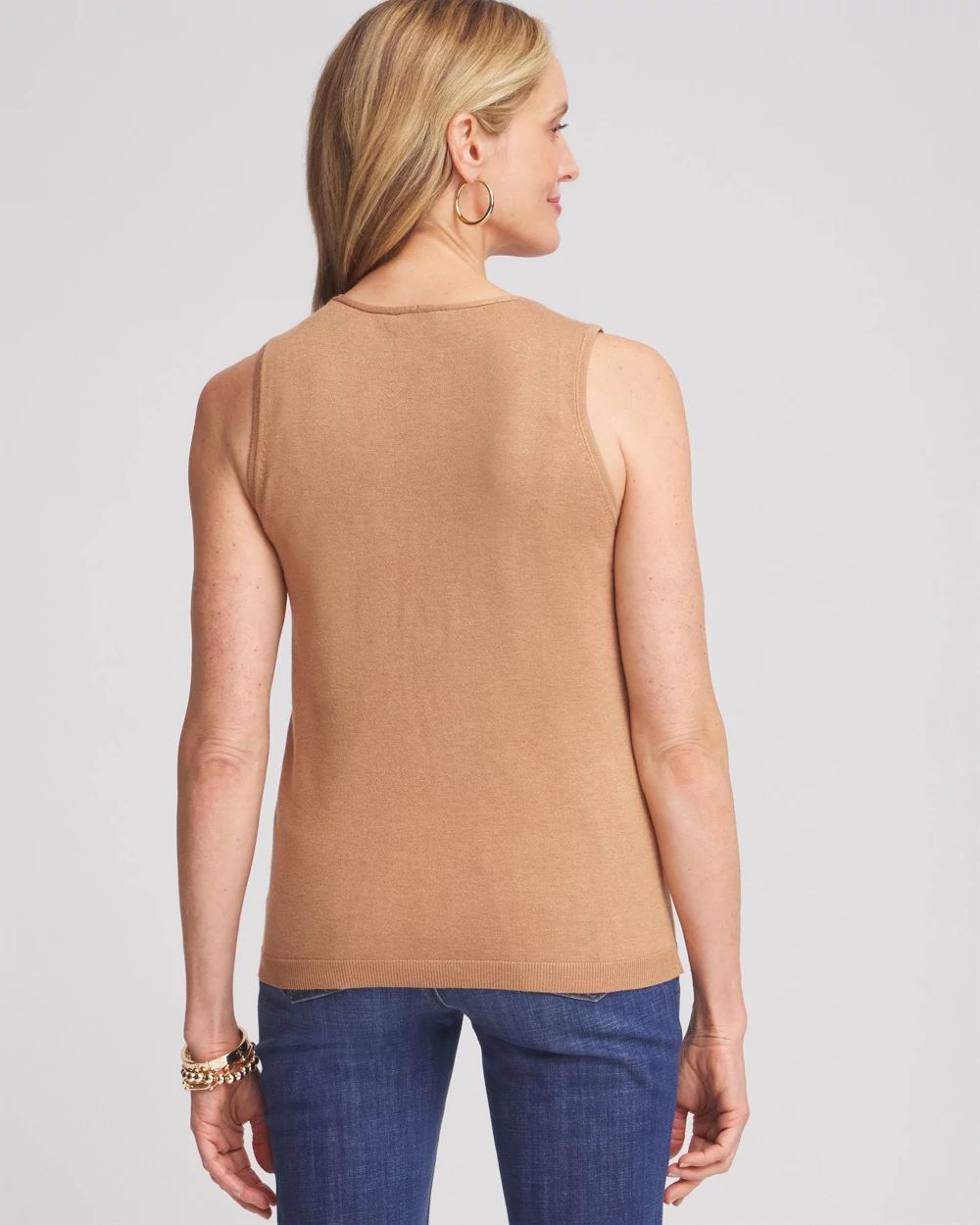 Floral Heatset V-neck Sweater Tank