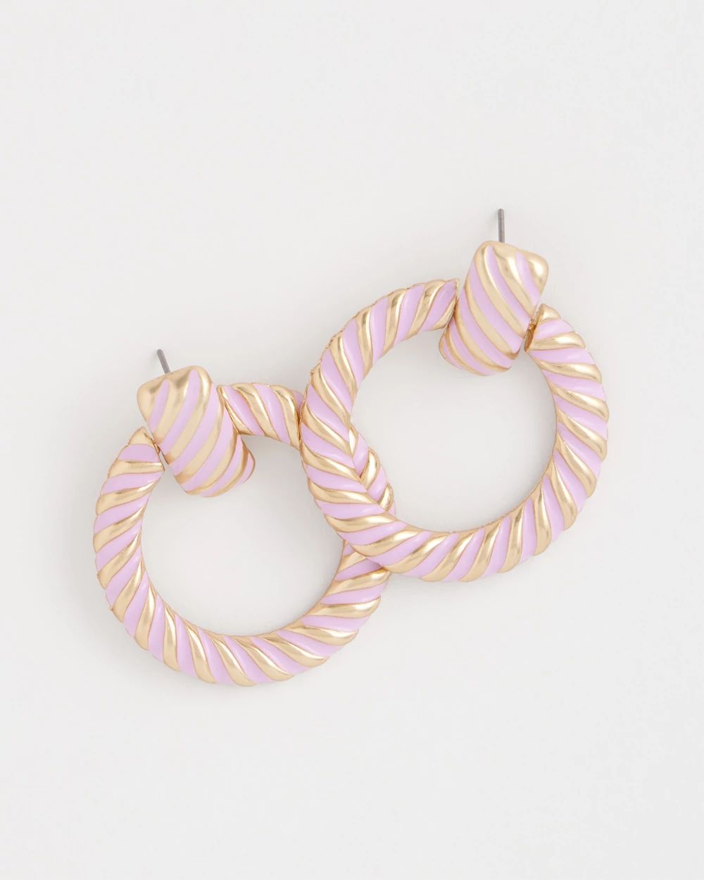 Pink Twist Drop Hoop Earrings