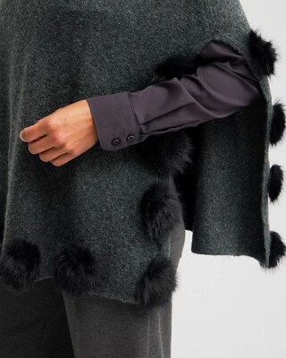 Gray Pom Pom Poncho