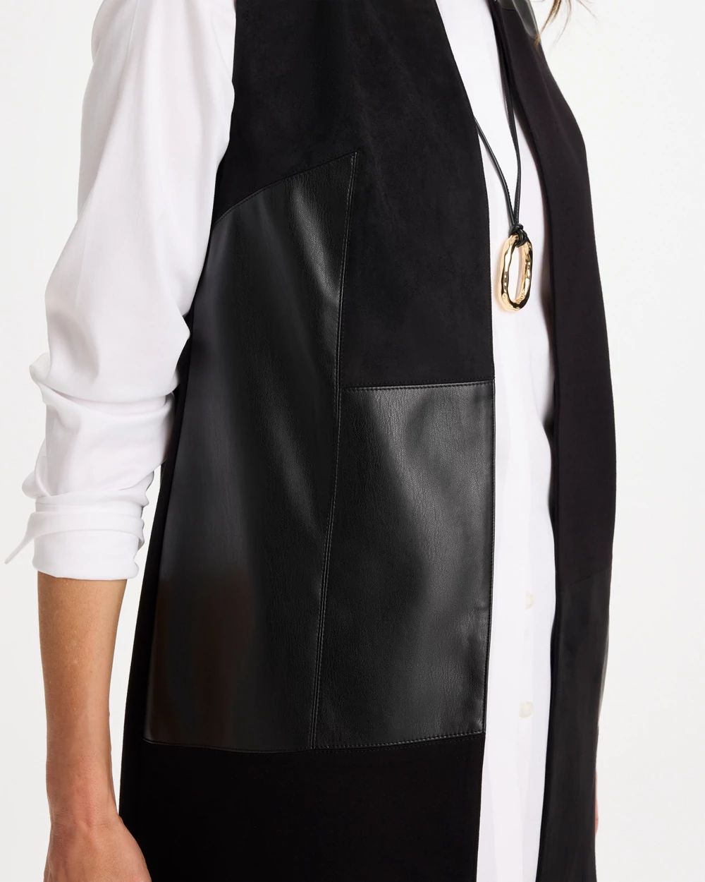 Faux Suede Ponte Long Vest click to view larger image.