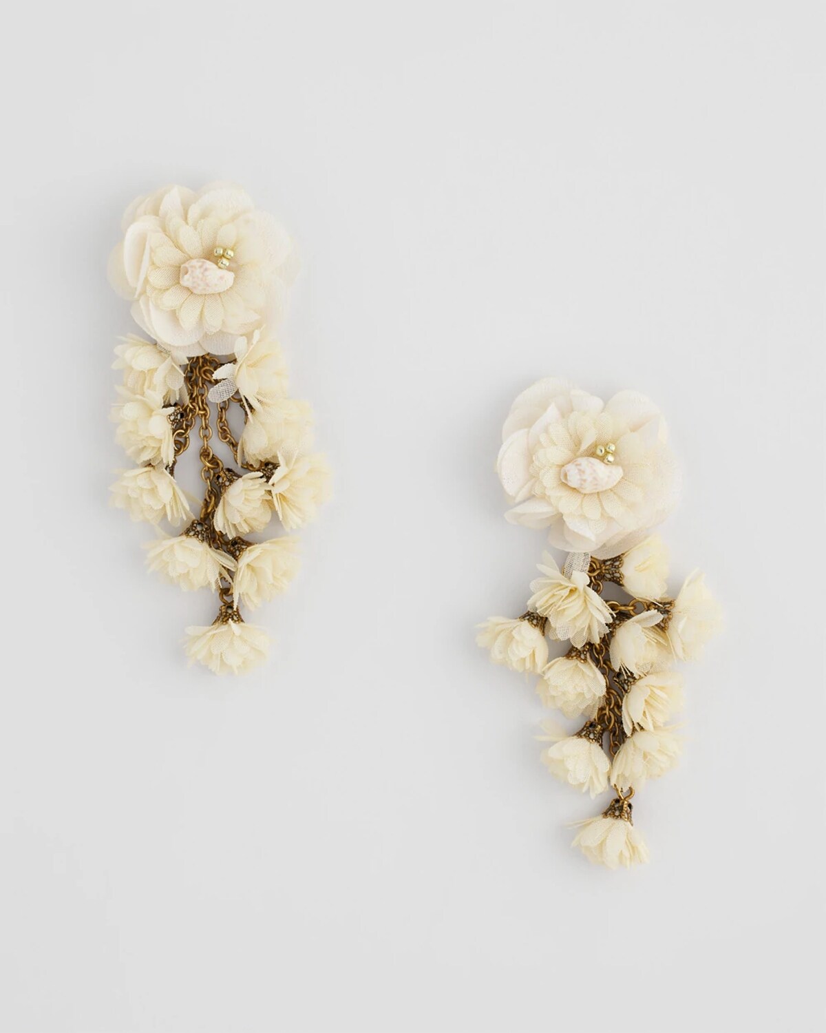 Chico's No Droop Flower & Conch Shell Earrings In White In White