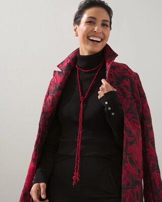 Red Bead Long Lariat Necklace