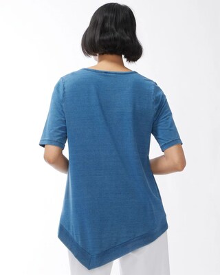 Asymmetrical Hem Washed Denim Tee