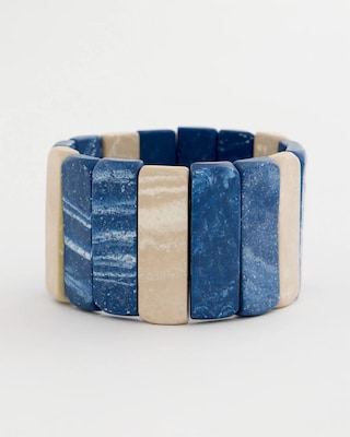 Blue-Neutral Wood Stretch Bracelet