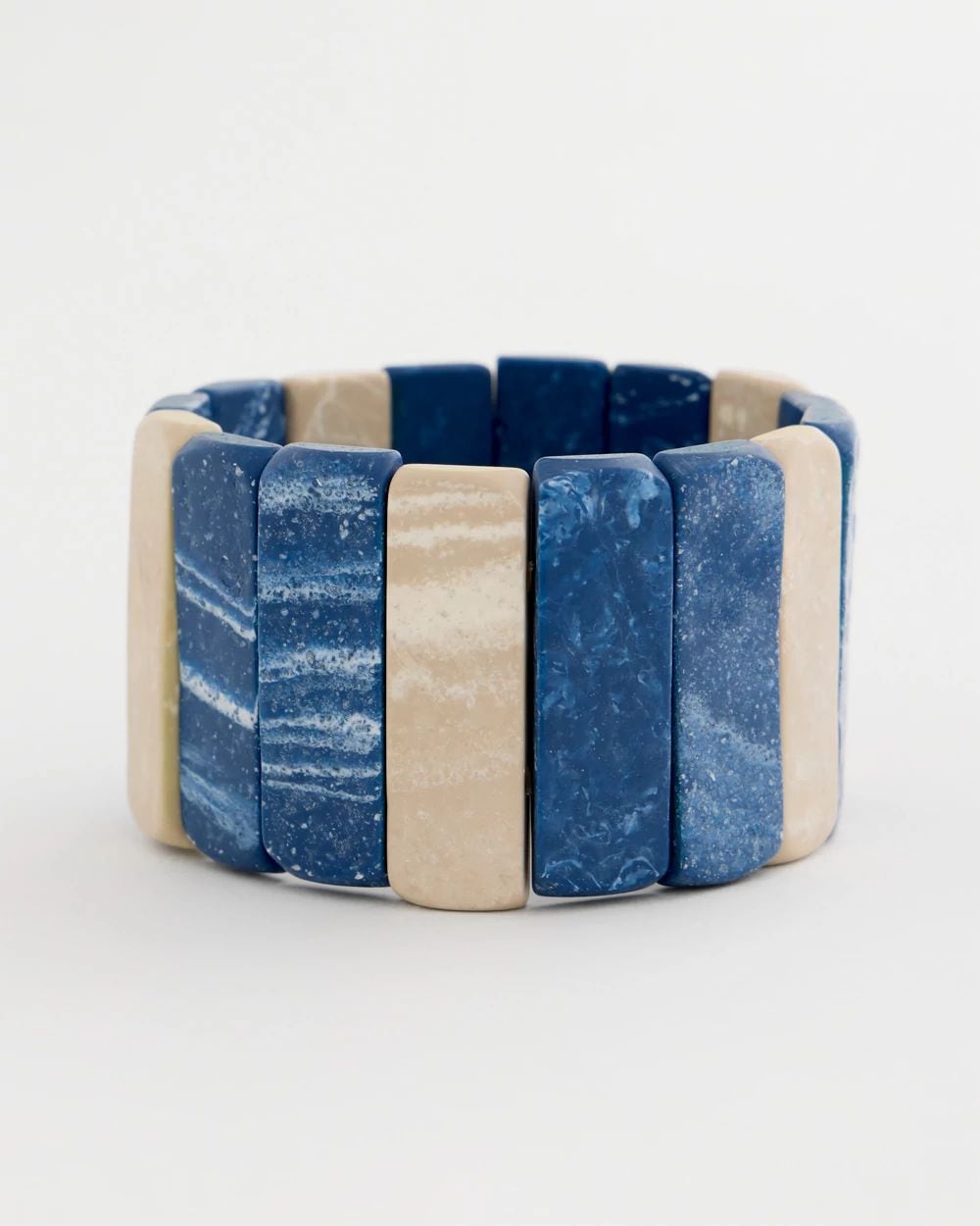 Blue-Neutral Wood Stretch Bracelet